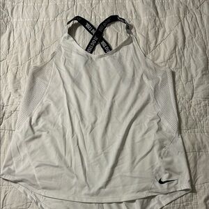 Nike White Mesh Tank Top with Black Logo